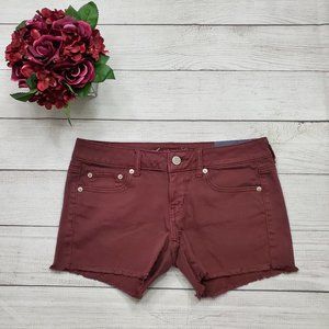 American Eagle Maroon Midi Jean Shorts Size 8